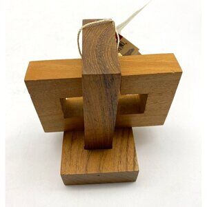 Vintage 90s Ten Thousand Villages Wooden Interlocking Puzzle No‎ Problem Y2K